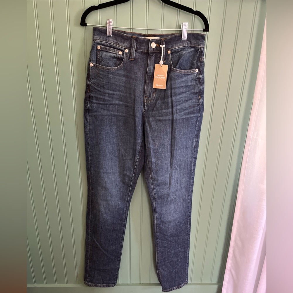 Madewell Women's High Rise Slim Boy Jeans Dark Wash Size 27 Tall NWT